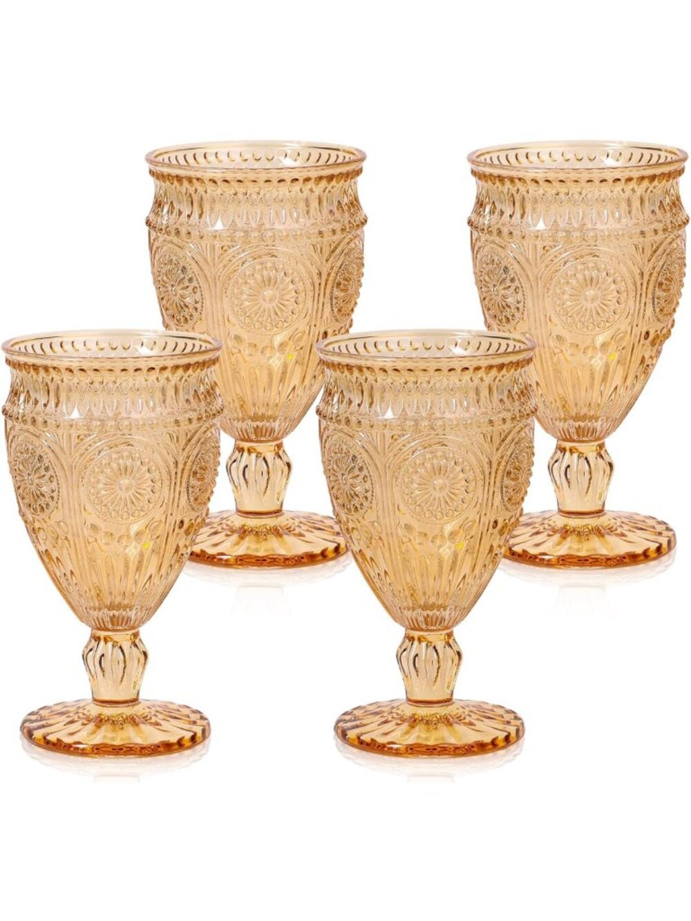 Set of 4 Amber Irish Coffee Goblets, 12oz Elegant Glasses for Drinks & Desserts